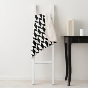 Bold Two Tone Arrow Chevron Stripe Black & White Sherpa Blanket