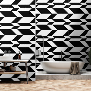 Bold Two Tone Arrow Chevron Stripe Black & White Wallpaper