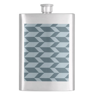 Bold Two Tone Arrow Chevron Stripe Blue Tones Hip Flask