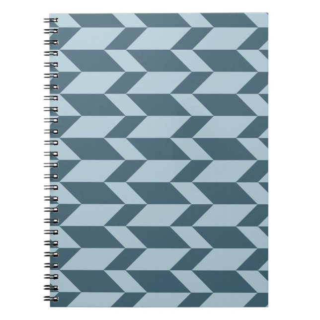 Bold Two Tone Arrow Chevron Stripe Blue Tones Notebook (Front)