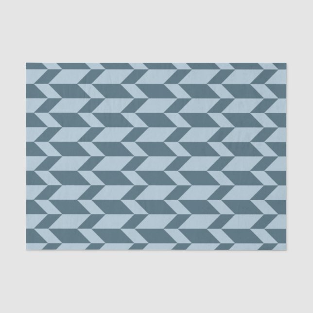 Bold Two Tone Arrow Chevron Stripe Blue Tones Tissue Paper (Front)