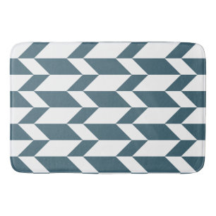 Bold Two Tone Arrow Chevron Stripe Blue White Bath Mat