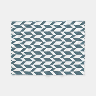 Bold Two Tone Arrow Chevron Stripe Blue White Fleece Blanket