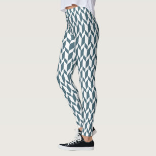 Bold Two Tone Arrow Chevron Stripe Blue White Leggings