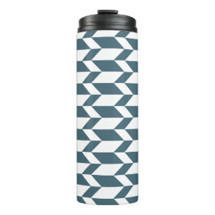 Bold Two Tone Arrow Chevron Stripe Blue White Thermal Tumbler