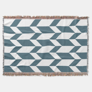 Bold Two Tone Arrow Chevron Stripe Blue White Throw Blanket