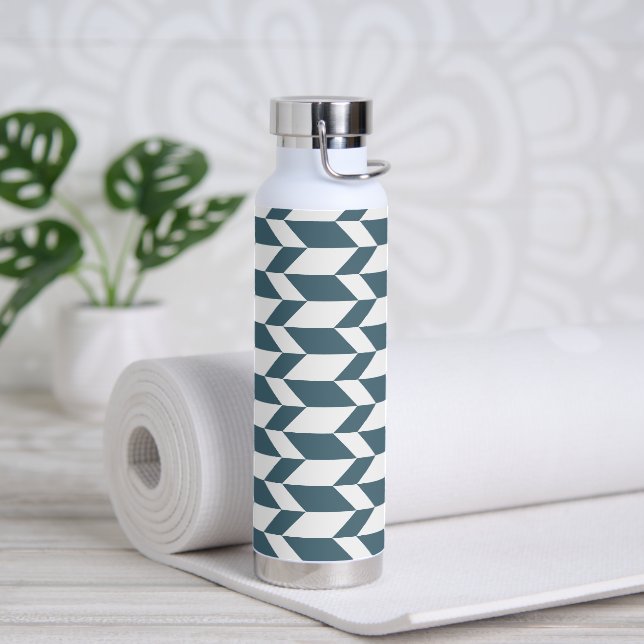 Bold Two Tone Arrow Chevron Stripe Blue White Water Bottle (Yoga)