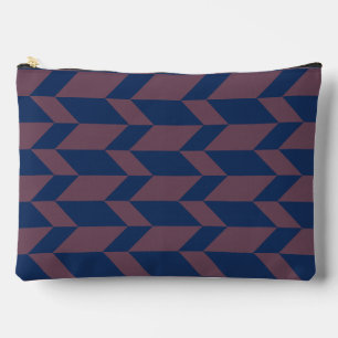 Bold Two Tone Arrow Chevron Stripe Dark Blue Pink Accessory Pouch