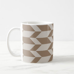 Bold Two Tone Arrow Chevron Stripe Neutral Browns Coffee Mug
