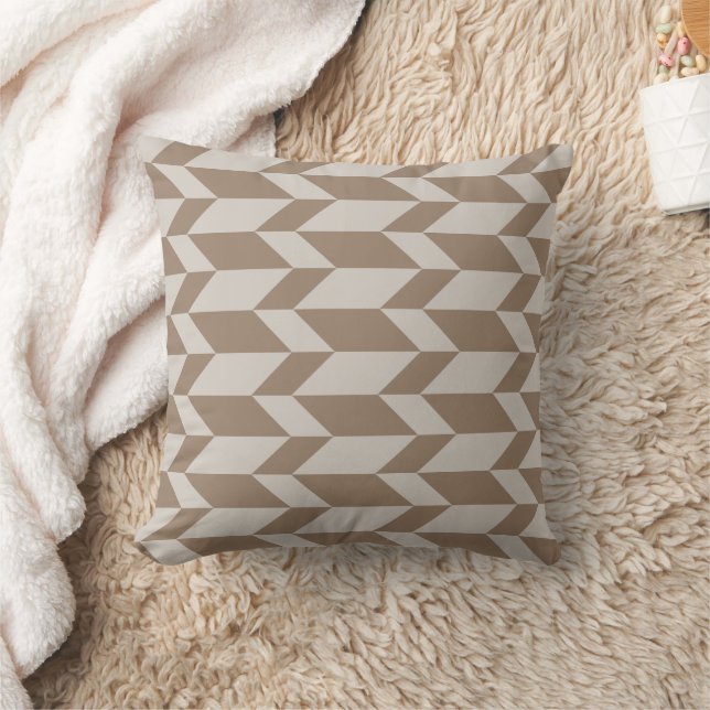 Bold Two Tone Arrow Chevron Stripe Neutral Browns Cushion (Blanket)