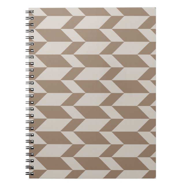 Bold Two Tone Arrow Chevron Stripe Neutral Browns Notebook (Front)