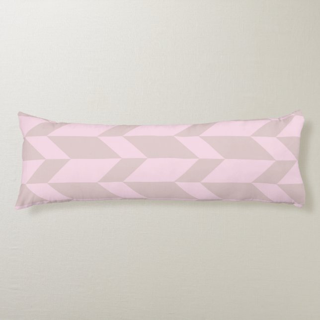 Bold Two Tone Arrow Chevron Stripe Neutral Pinks Body Cushion (Front)