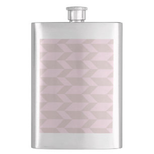 Bold Two Tone Arrow Chevron Stripe Neutral Pinks Hip Flask