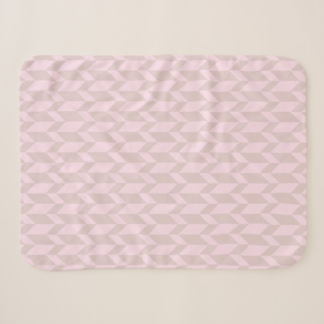 Bold Two Tone Arrow Chevron Stripe Neutral Pinks Sherpa Blanket (Front (Horizontal))