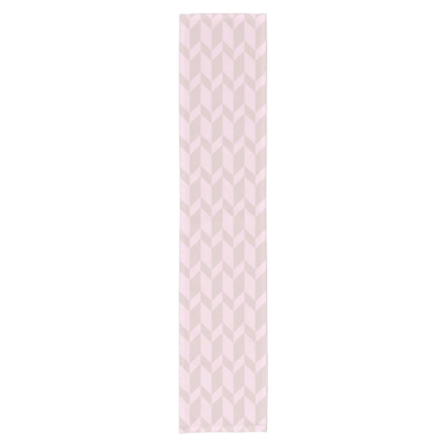 Bold Two Tone Arrow Chevron Stripe Neutral Pinks Short Table Runner (Front)