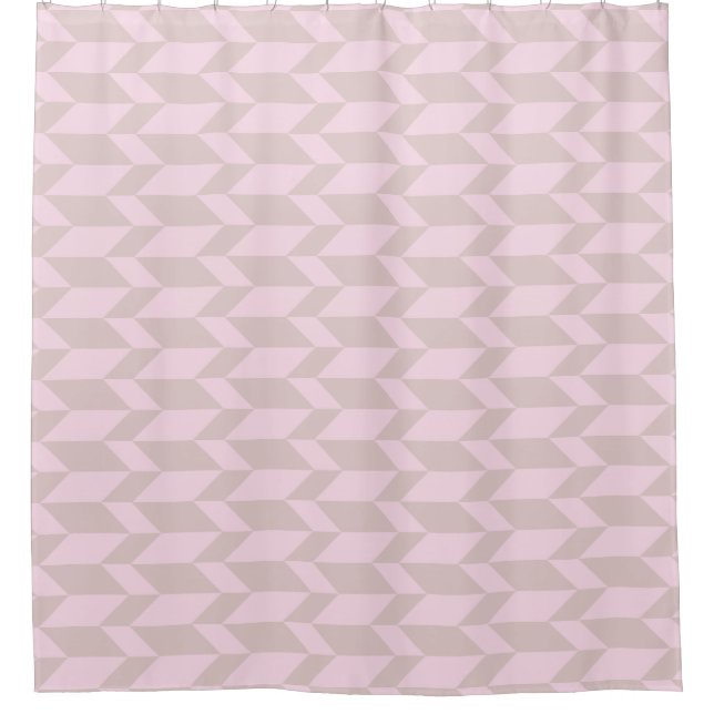 Bold Two Tone Arrow Chevron Stripe Neutral Pinks Shower Curtain (Front)