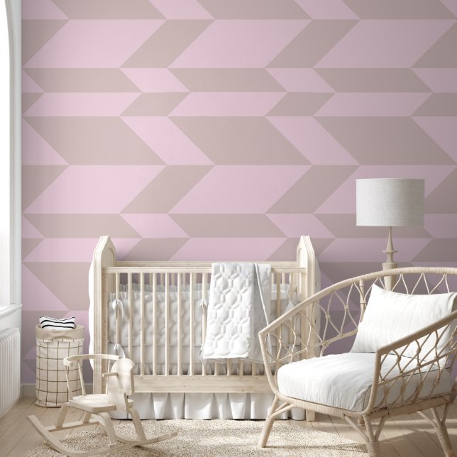 Bold Two Tone Arrow Chevron Stripe Neutral Pinks Wallpaper (Kids)