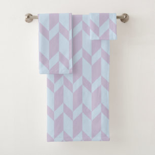 Bold Two Tone Arrow Chevron Stripe Powder Pastel Bath Towel Set