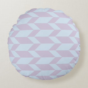 Bold Two Tone Arrow Chevron Stripe Powder Pastel Round Cushion