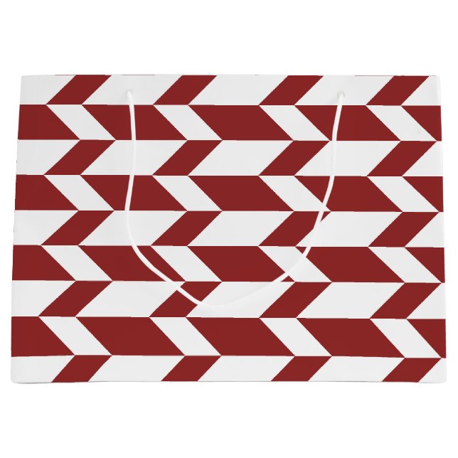 Bold Two Tone Arrow Chevron Stripe Red White Large Gift Bag (Front)