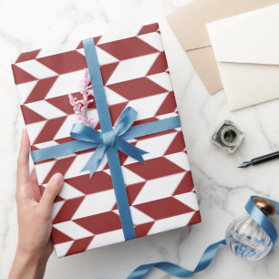 Bold Two Tone Arrow Chevron Stripe Red White Wrapping Paper