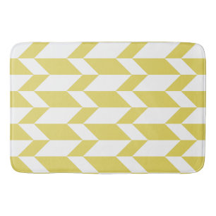 Bold Two Tone Arrow Chevron Stripe Yellow White Bath Mat