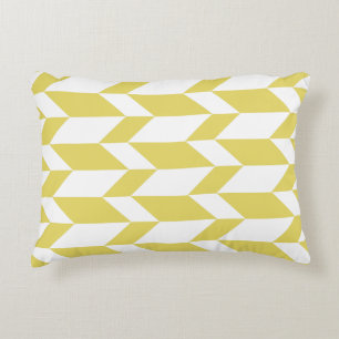 Bold Two Tone Arrow Chevron Stripe Yellow White Decorative Cushion