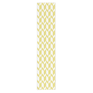 Bold Two Tone Arrow Chevron Stripe Yellow White Short Table Runner