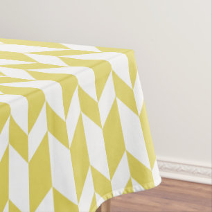 Bold Two Tone Arrow Chevron Stripe Yellow White Tablecloth