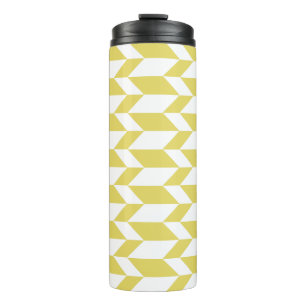 Bold Two Tone Arrow Chevron Stripe Yellow White Thermal Tumbler