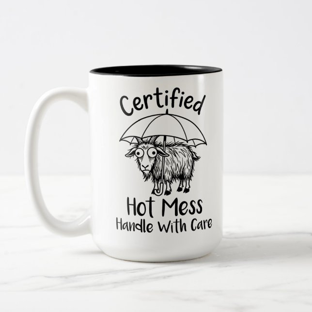 Bold Two-Tone Mug Funny Stubborn Goat Humour (Left)