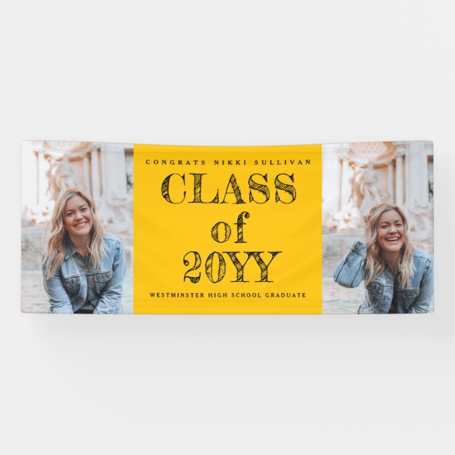 Bold Type 2 Photo Graduation Banner (Horizontal)