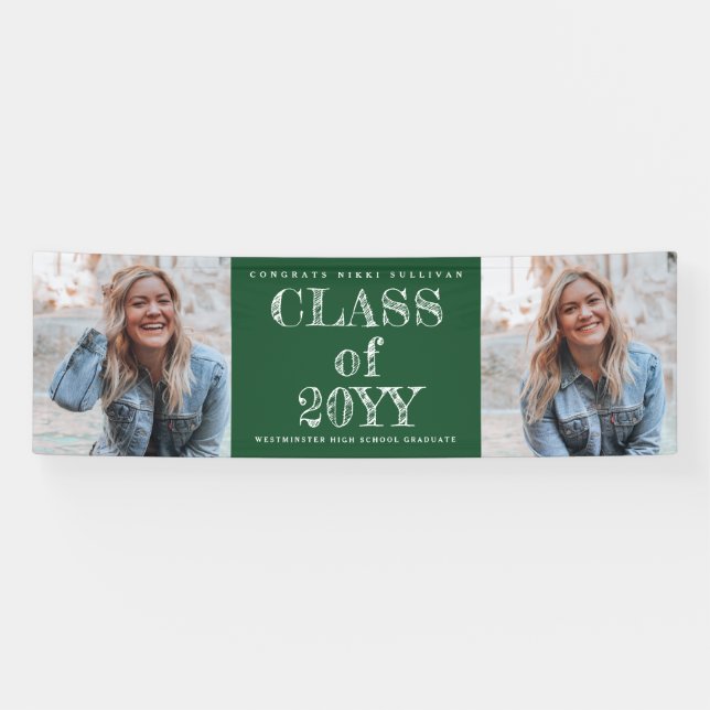 Bold Type 2 Photo Graduation Banner (Horizontal)