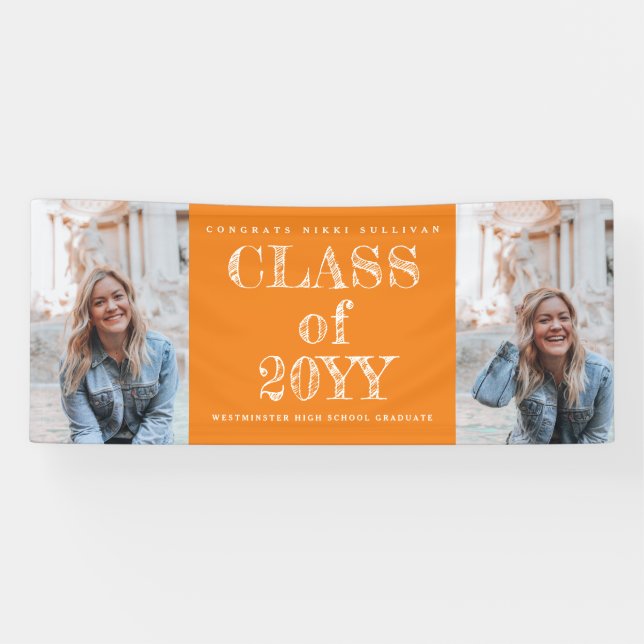 Bold Type 2 Photo Graduation Party Banner (Horizontal)