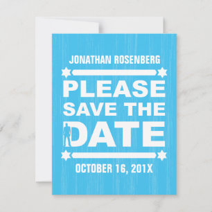 Bold Type Bar Mitzvah Save the Date in Light Blue