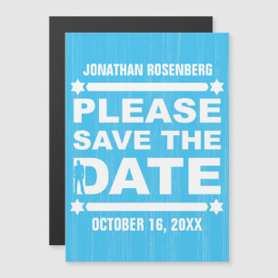 Bold Type Bar Mitzvah Save the Date Light Blue Magnetic Invitation