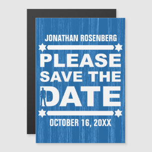 Bold Type Bar Mitzvah Save the Date Navy Blue Magnetic Invitation