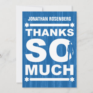Bold Type Bar Mitzvah Thank You Card in Blue