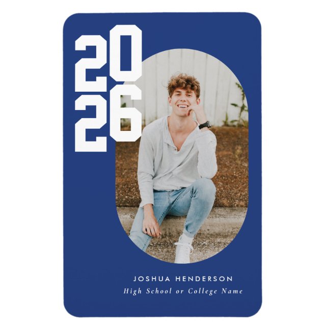 Bold Type Blue Graduation Flexible Photo Magnet (Vertical)