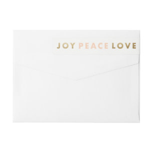 Bold Type Joy Peace Love Holiday Return Address  Wrap Around Label