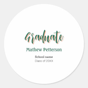 Bold type simple black classy modern graduation classic round sticker