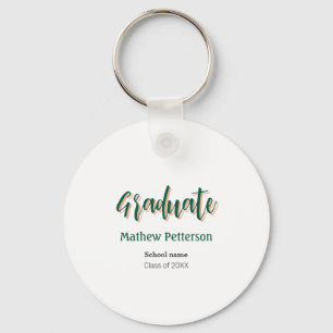 Bold type simple black classy modern graduation  key ring