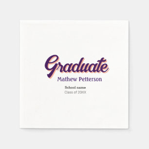 Bold type simple black classy modern graduation napkin