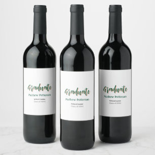 Bold type simple black classy modern graduation wine label