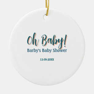 Bold type simple blue oh baby baby shower name ceramic tree decoration