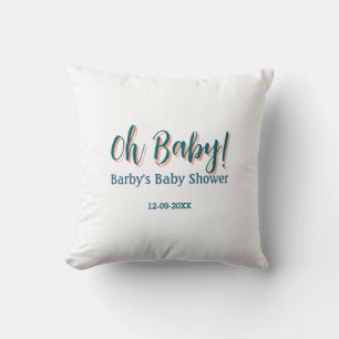 Bold type simple blue oh baby baby shower name  cushion