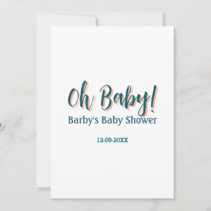Bold type simple blue oh baby baby shower name invitation