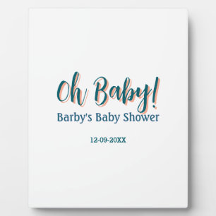 Bold type simple blue oh baby baby shower name plaque