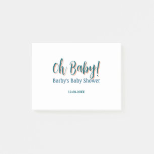 Bold type simple blue oh baby baby shower name  post-it notes