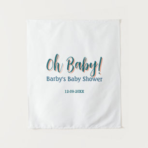 Bold type simple blue oh baby baby shower name  tapestry